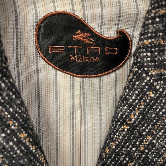 Etro Alpaca Wool Blend Button Front Puff Sleeve Blazer Jacket Womens 46 / US 10 - Picture 5 of 8